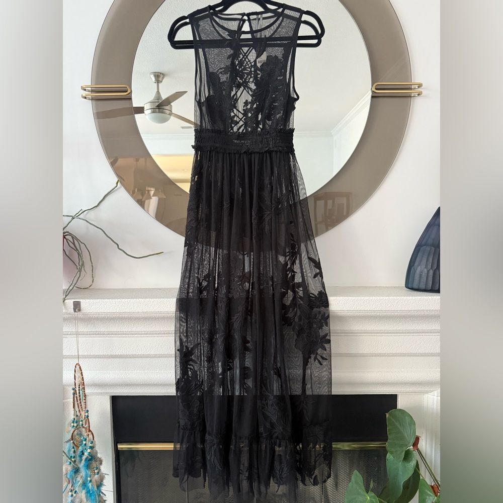 NWT By Anthropologie Embroidered Mesh Maxi Dress - Picture 6 of 10
